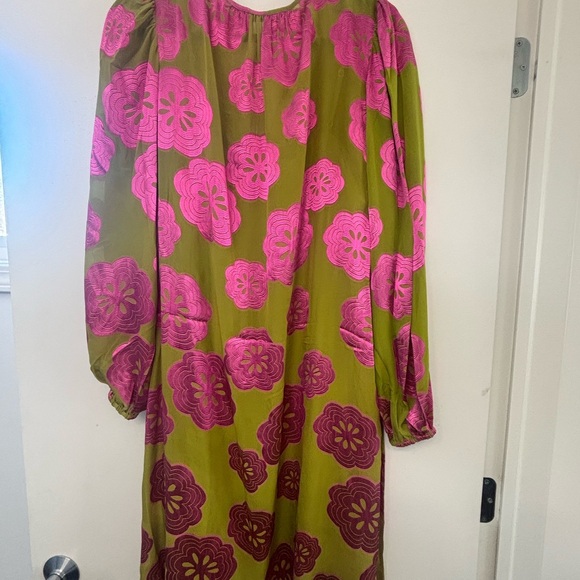 Trina Turk Pink and Green Floral Long Sleeve Dress - Picture 2 of 3